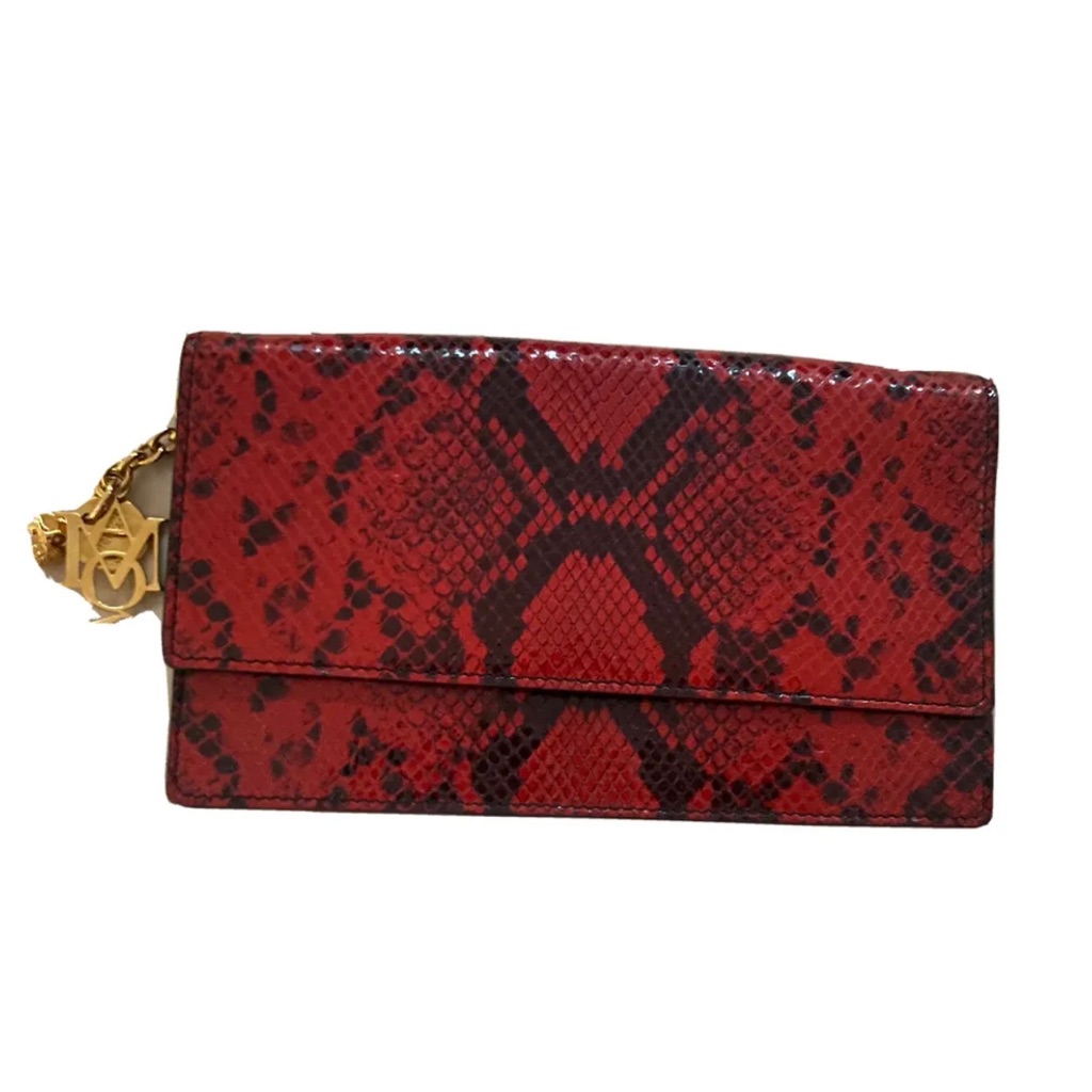 Alexander Mcqueen Python Red Black Clutch